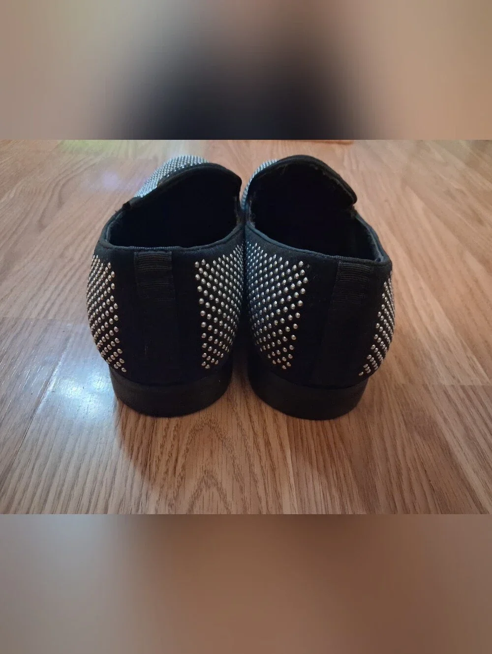 STACY ADAMS Black Loafers with Silver Studs.  Mens. Size 10.5 M.
